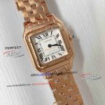 Swiss Quartz Cartier Panthere Large Size Rose Gold White Roman Replica Watch